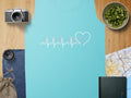 Light blue tank top with "LOVE" and heart over a heartbeat line.