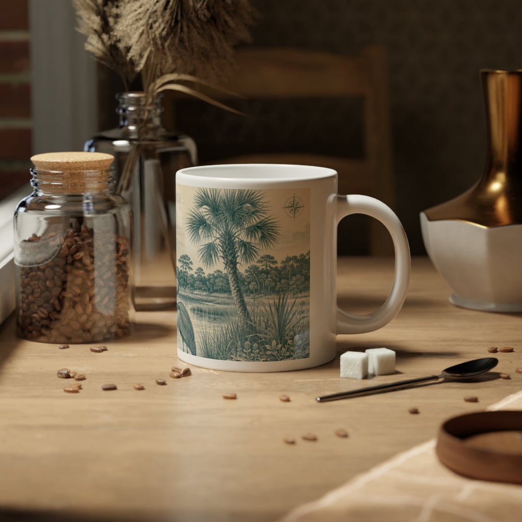 Heron Marsh 20oz Jumbo Mug — Vintage Coastal Wildlife Coffee Cup