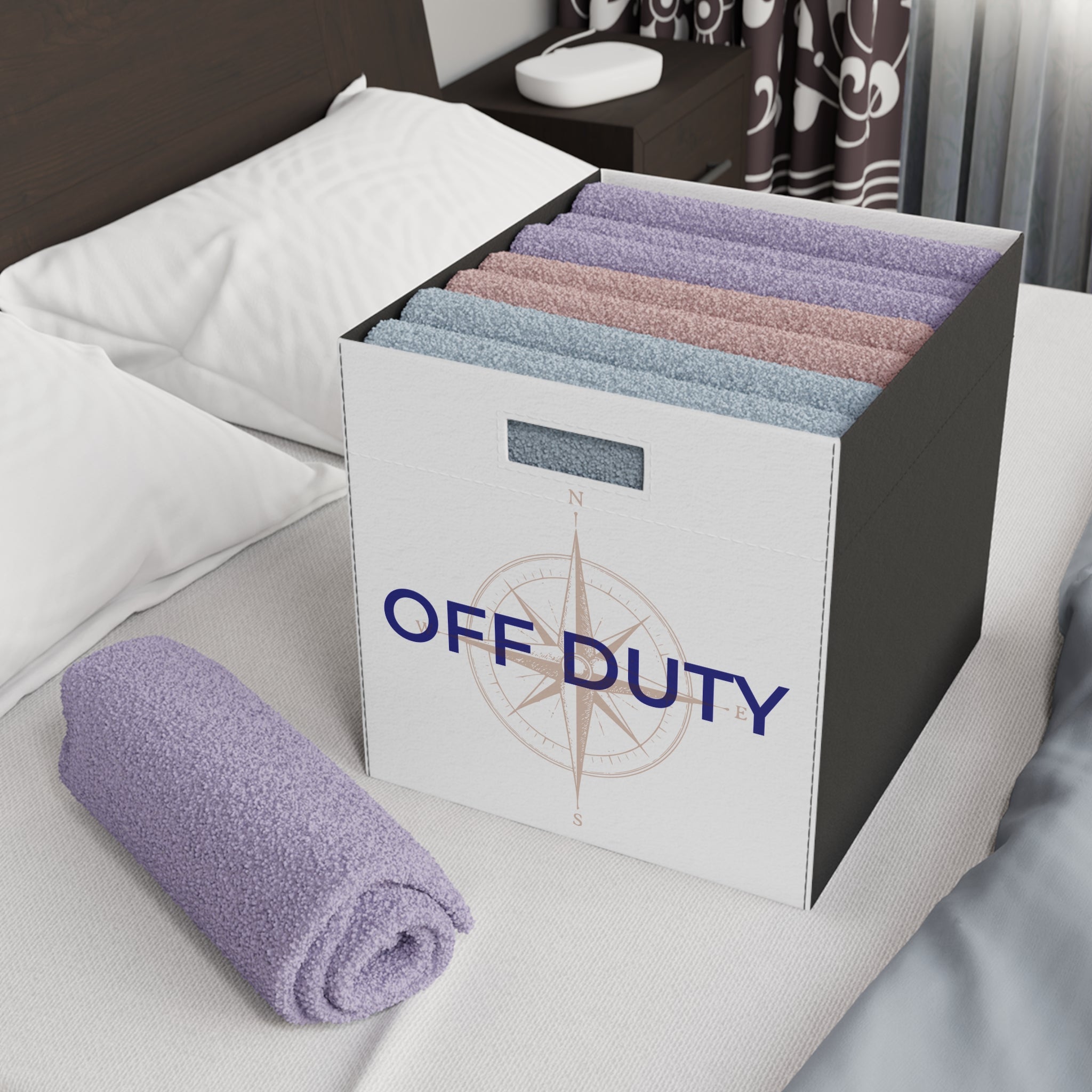 Off Duty Storage Bin – Home Base Felt Cube Organizer for Travel Nurses