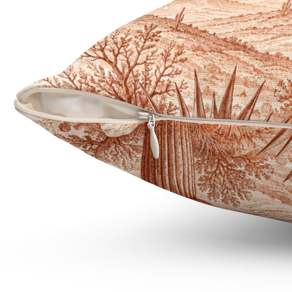 Desert Saguaro Throw Pillow — Southwestern Cactus Landscape Decorative Cushion