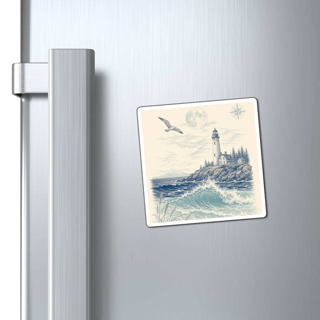 Coastal Lighthouse Magnet – Vintage Seascape Refrigerator Magnet