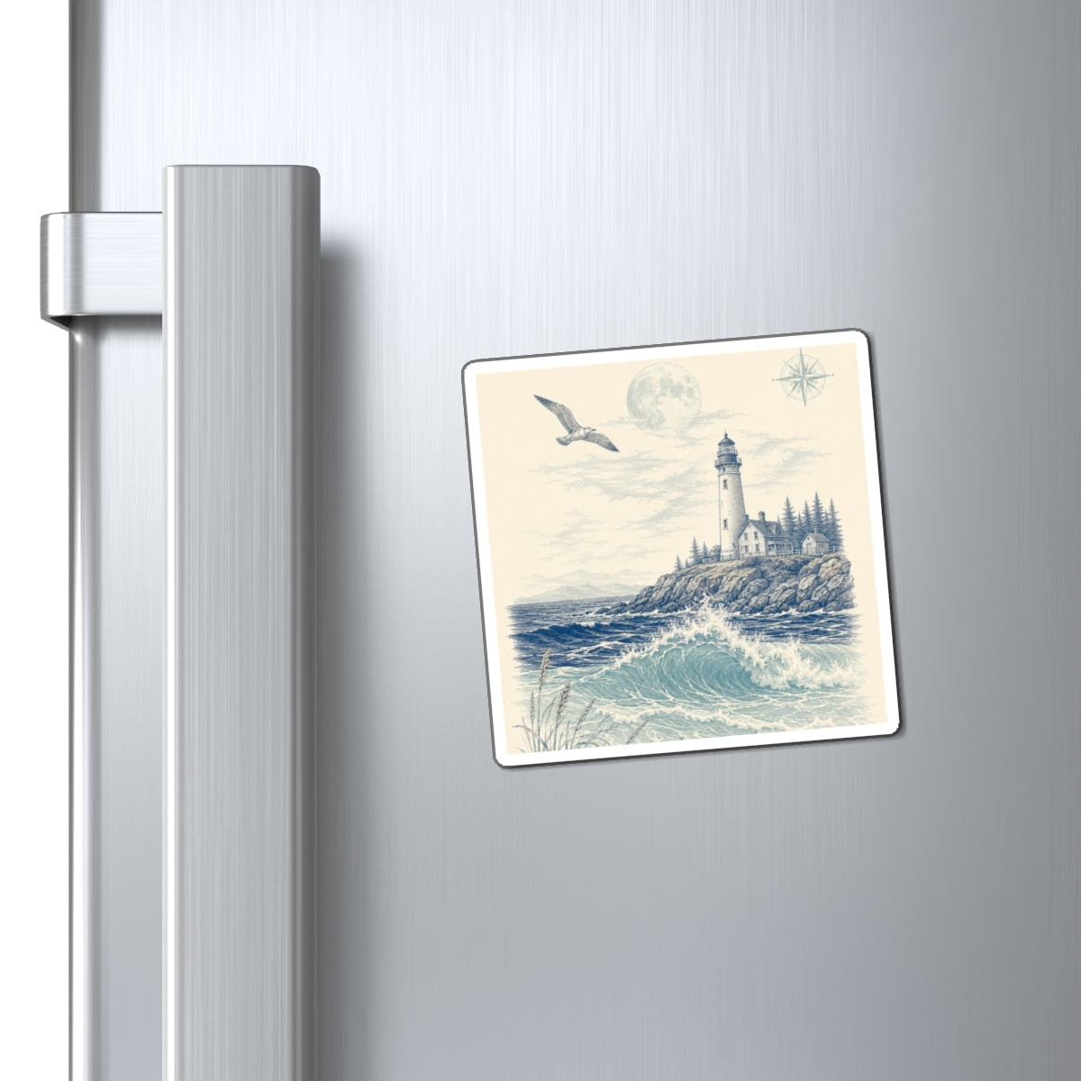 Coastal Lighthouse Magnet – Vintage Seascape Refrigerator Magnet