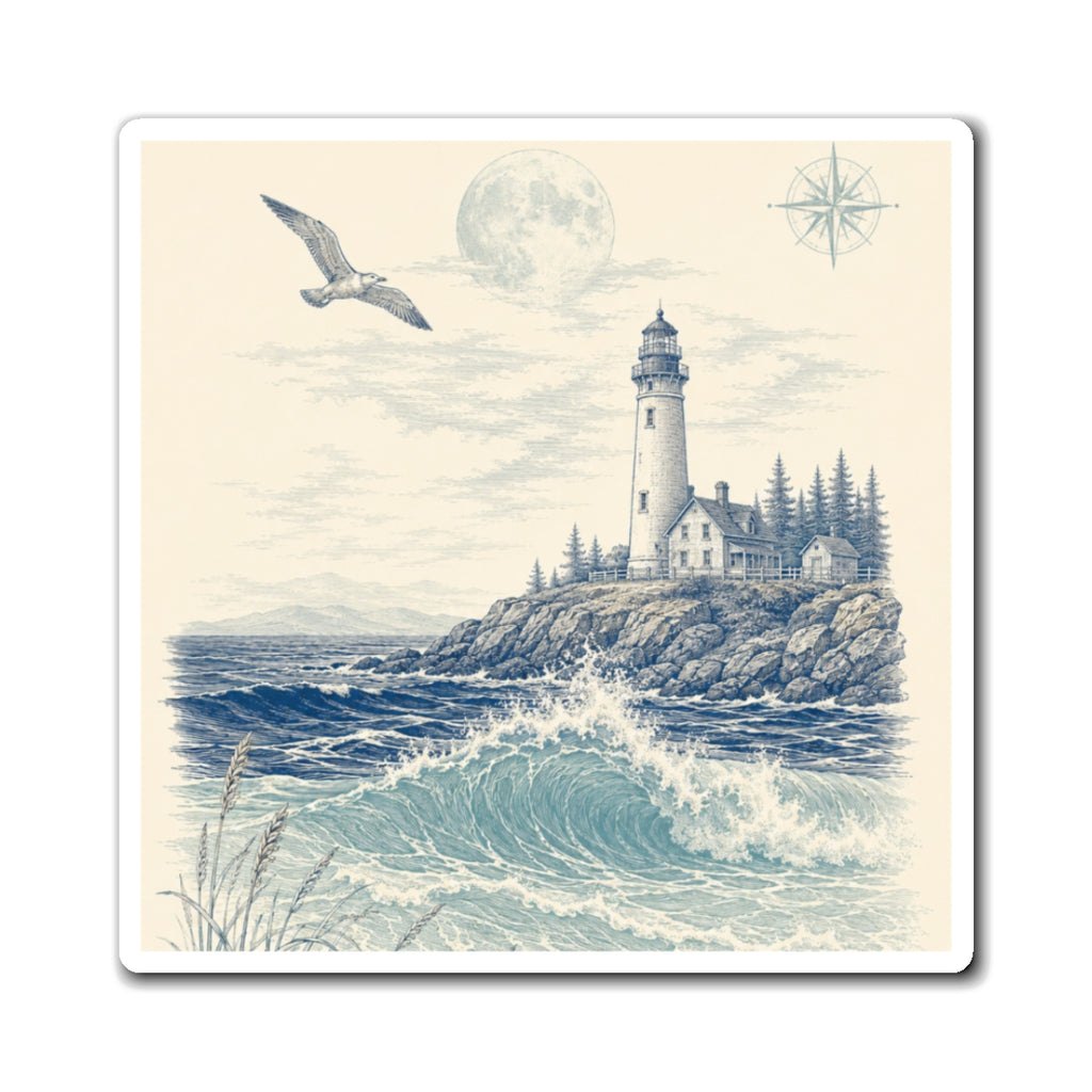 Coastal Lighthouse Magnet – Vintage Seascape Refrigerator Magnet