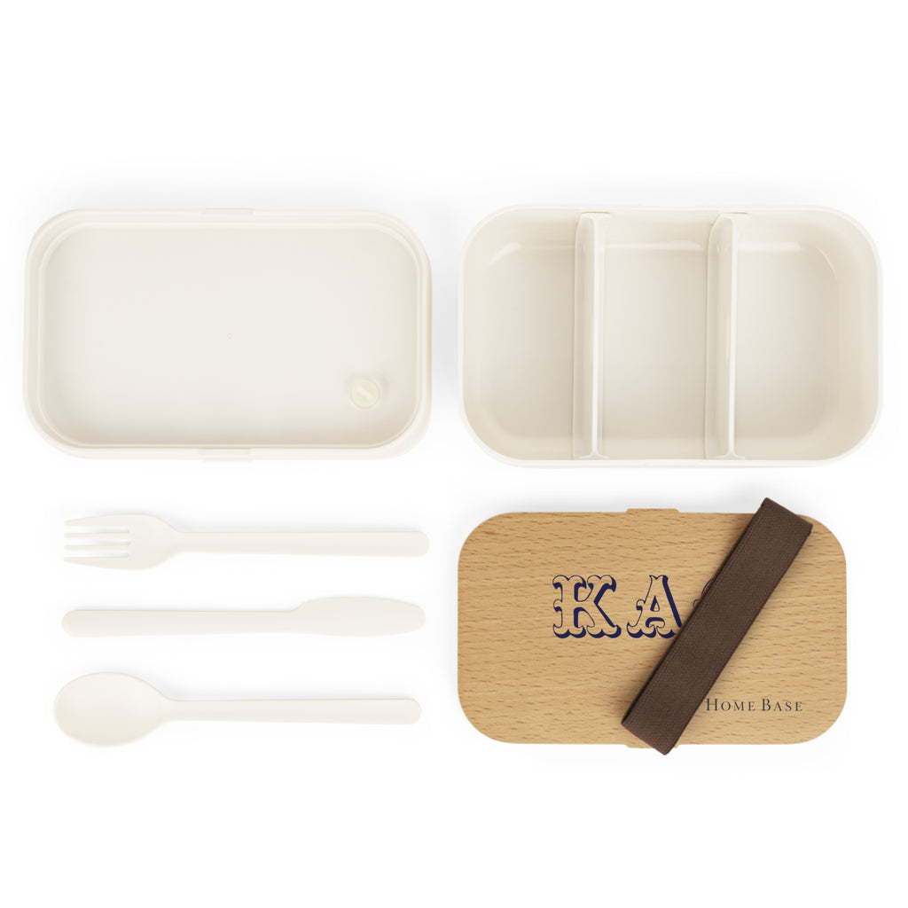 Wood Grain Bento Lunch Box — Personalized Initials KA O, Compact Eco-Friendly Lunch Container