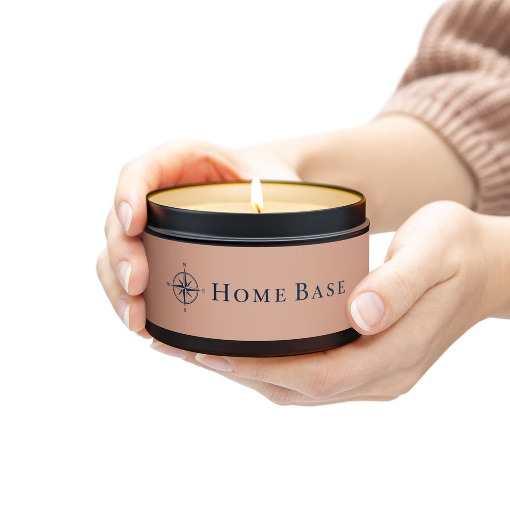 Home Base Scented Tin Candle — Coastal Compass Aromatherapy Candle (Travel Tin)
