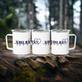 Three white travel mugs with "TRAVEL NURSE" and a heartbeat line design.