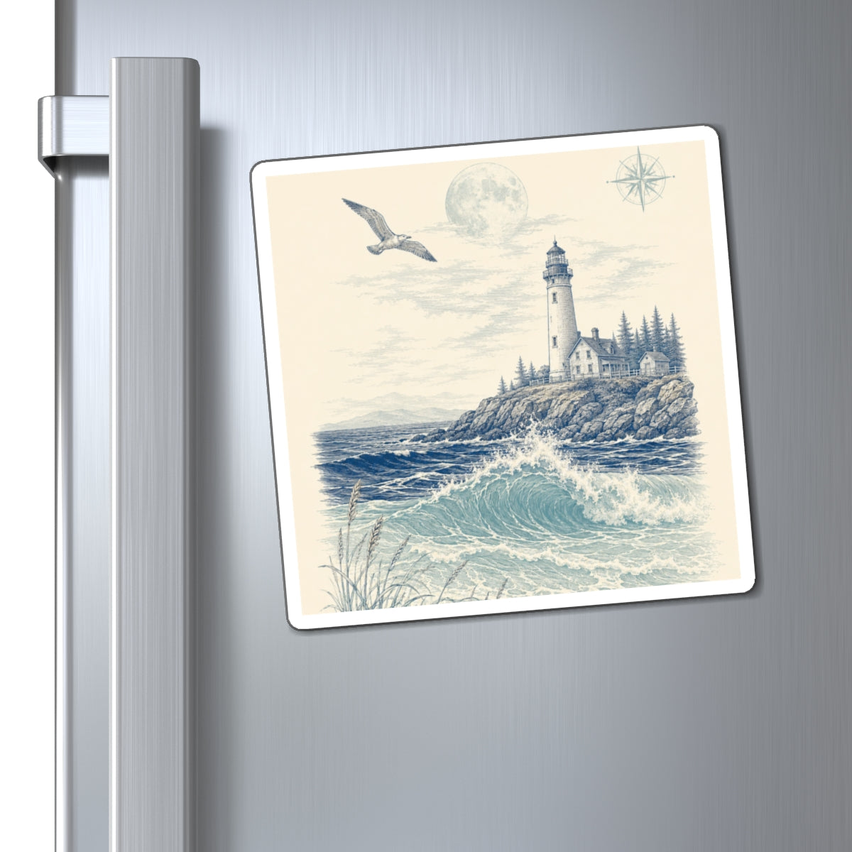 Coastal Lighthouse Magnet – Vintage Seascape Refrigerator Magnet