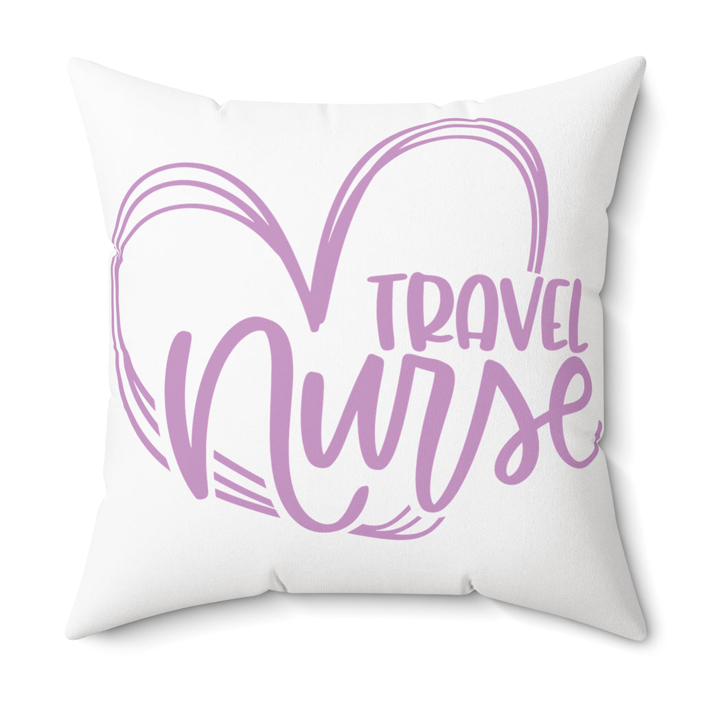 Travel Nurse Heart Lavender Script Throw Pillow