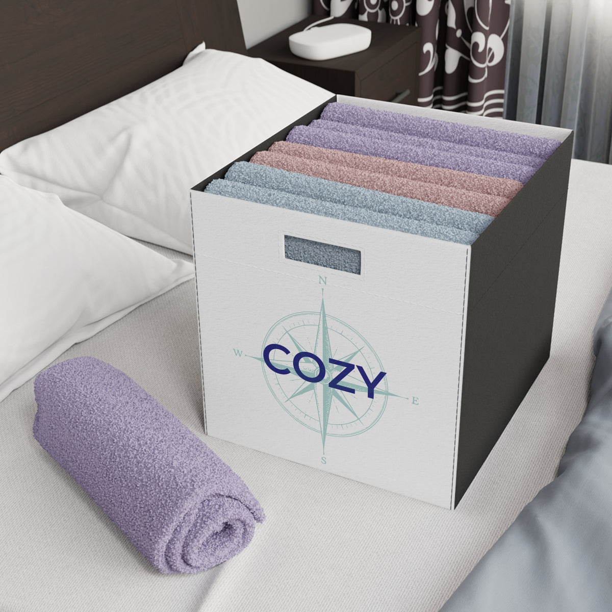 Cozy Storage Bin – Home Base Felt Cube Organizer for Travel Nurses