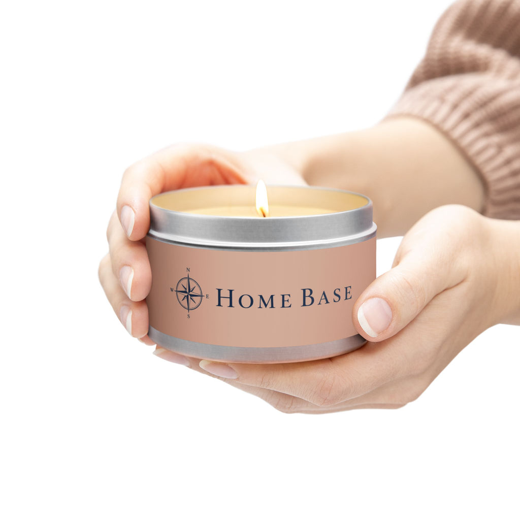 Home Base Scented Tin Candle — Coastal Compass Aromatherapy Candle (Travel Tin)