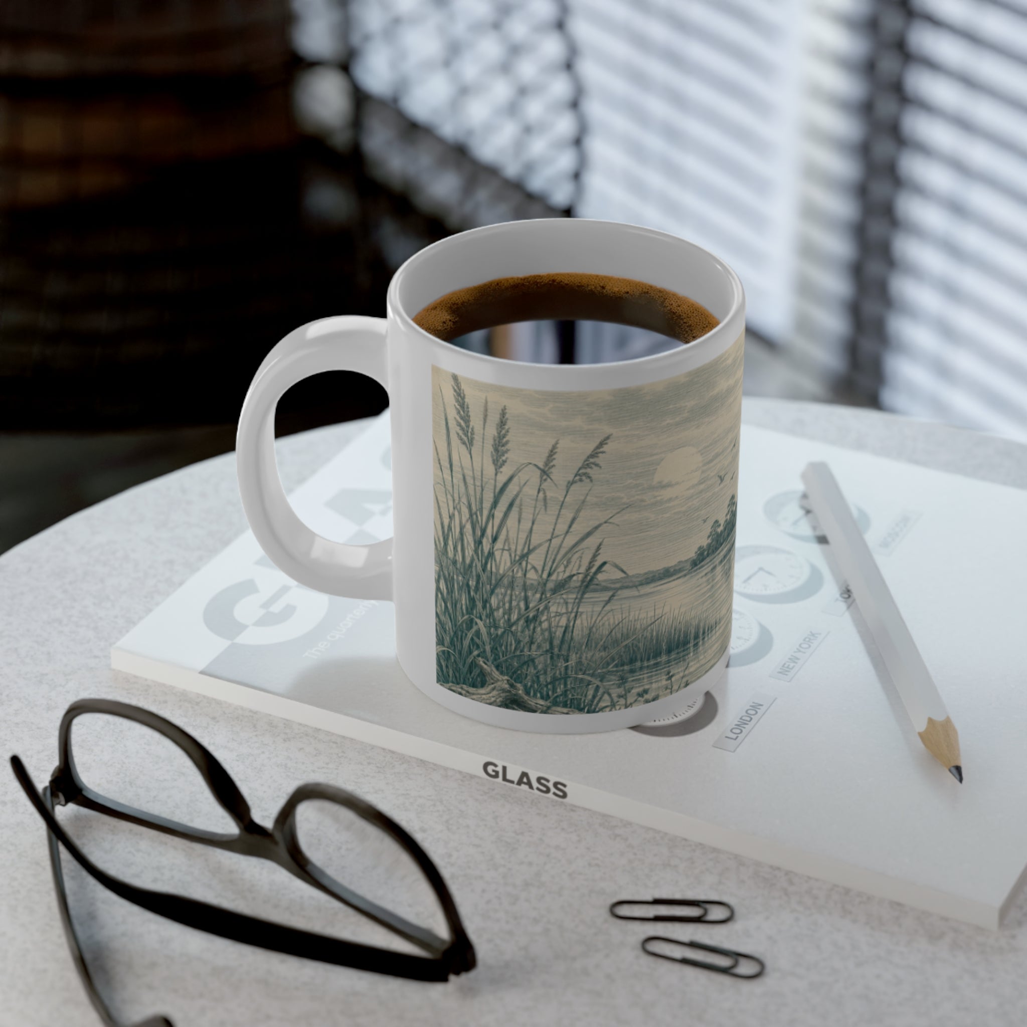 Heron Marsh 20oz Jumbo Mug — Vintage Coastal Wildlife Coffee Cup