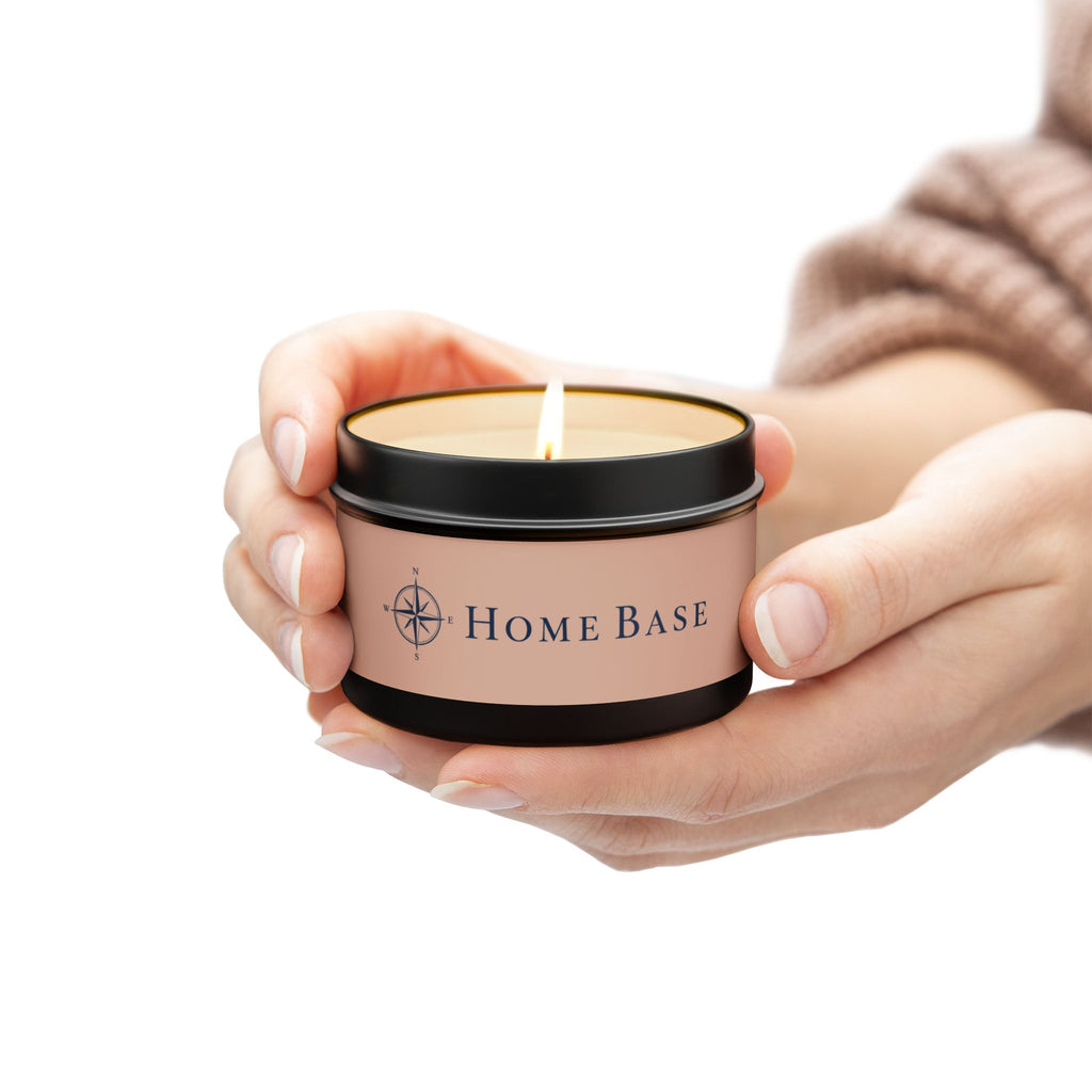 Home Base Scented Tin Candle — Coastal Compass Aromatherapy Candle (Travel Tin)