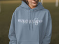 Grey hoodie with "Nurse Practitioner" text and a stethoscope ECG.