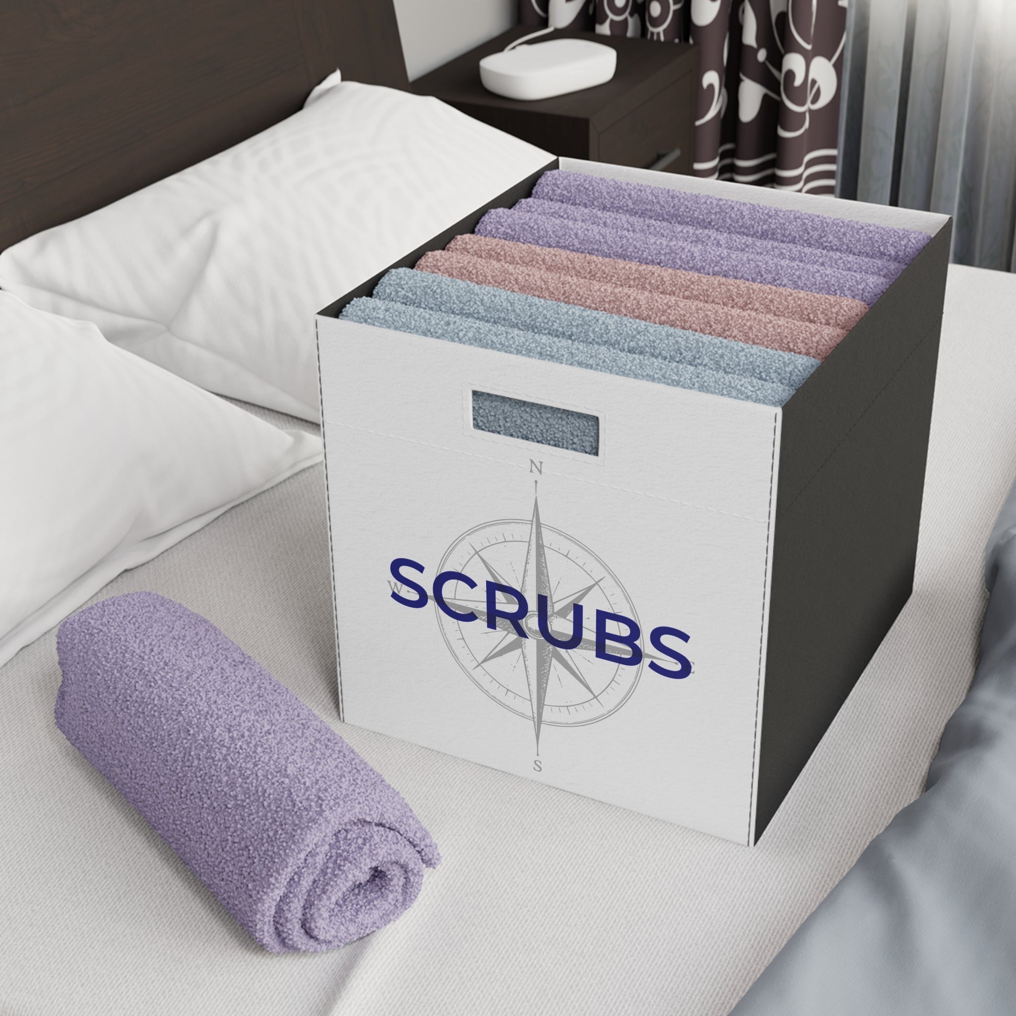 Scrubs Storage Bin – Home Base Felt Cube Organizer for Travel Nurses