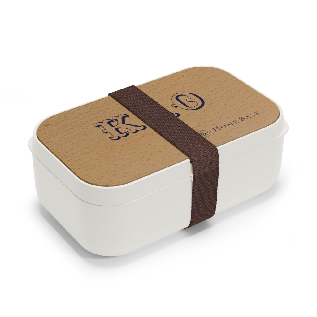 Wood Grain Bento Lunch Box — Personalized Initials KA O, Compact Eco-Friendly Lunch Container