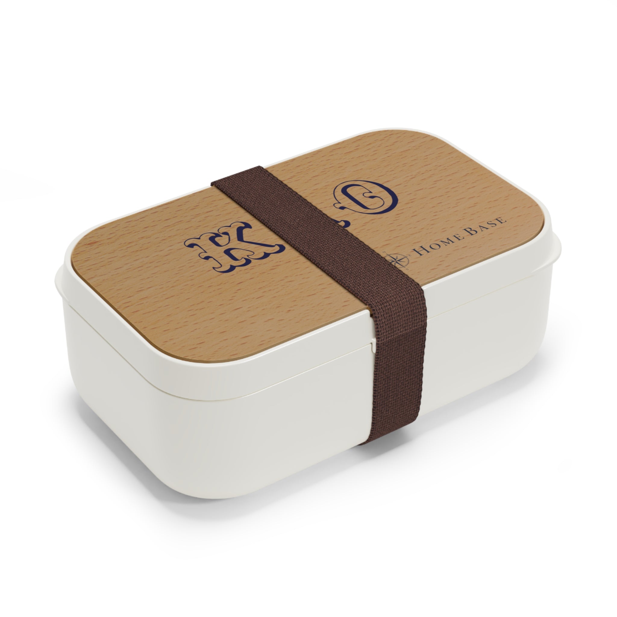 Wood Grain Bento Lunch Box — Personalized Initials KA O, Compact Eco-Friendly Lunch Container