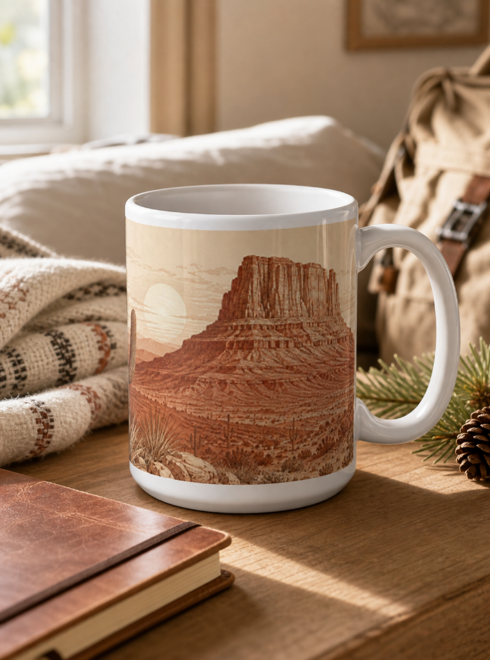 Desert Sunset Jumbo Mug — 20oz Southwestern Landscape Coffee Cup