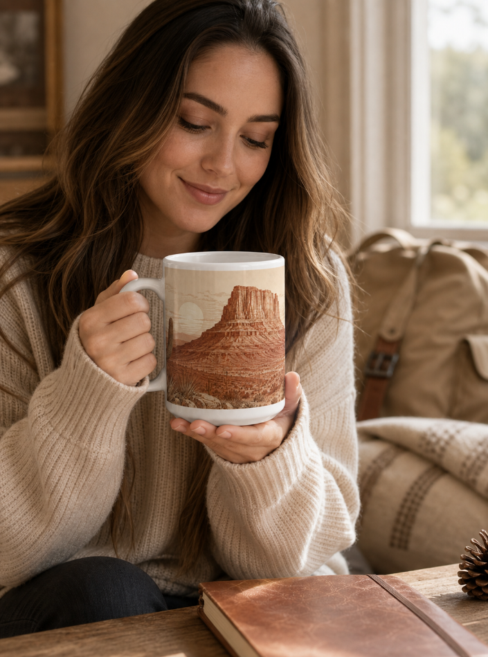 Desert Sunset Jumbo Mug — 20oz Southwestern Landscape Coffee Cup