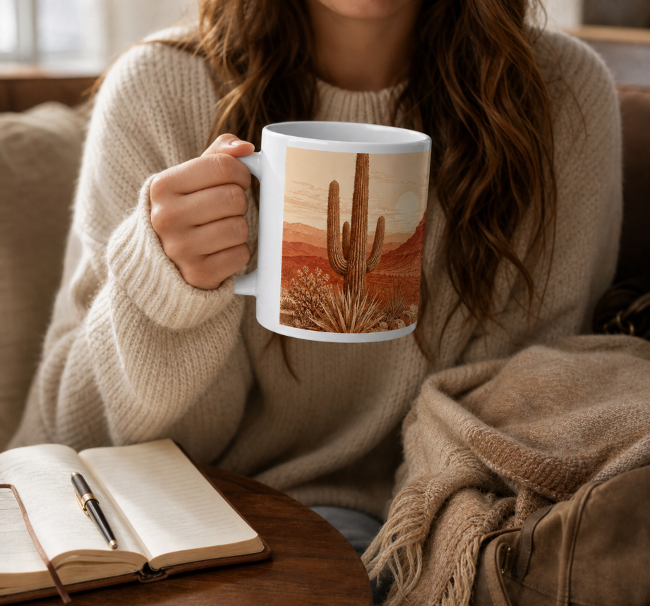 Desert Sunset Jumbo Mug — 20oz Southwestern Landscape Coffee Cup