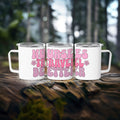 Three white travel mugs with "Nurses Travel Better" text and floral design.