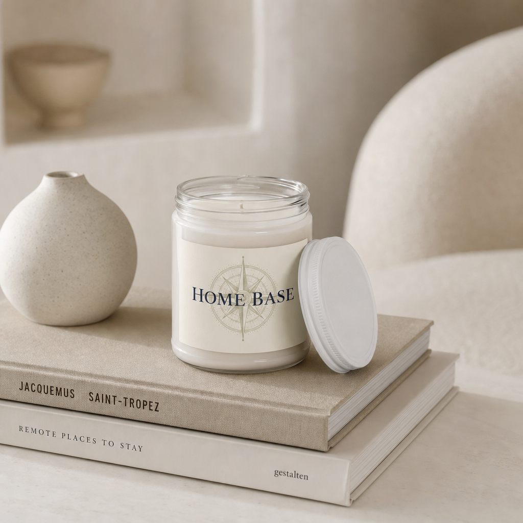 Home Base Scented Soy Candle – 9oz Jar with White Lid