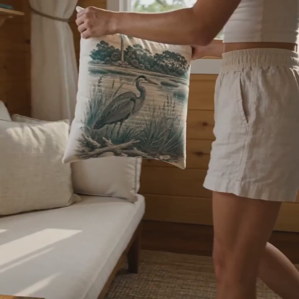 Coastal Lighthouse Throw Pillow – Nautical Seagull Ocean Decor